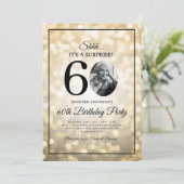 SURPRISE Photo 60th Birthday Gold Glam Lights 招待状 (スタンド正面)