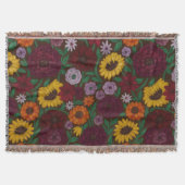 Surprise Song Piano Flowers Painted Boho Floral スローブランケット (正面)