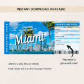 Surprise Trip to Miami Gift Boarding Pass Card 招待状