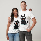 Surprised Black Cartoon Cat Tシャツ (ユニセックス)
