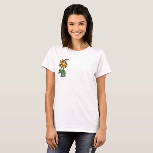 Surprised Cartoon Sunflower Looking at Camera Tシャツ (正面フル)