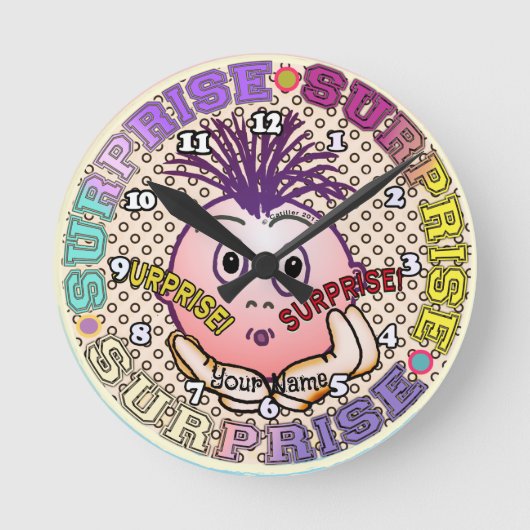 Surprised Face ラウンド壁時計 (正面)