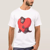 Surprised Gorilla with Giant Heart Tシャツ (正面)