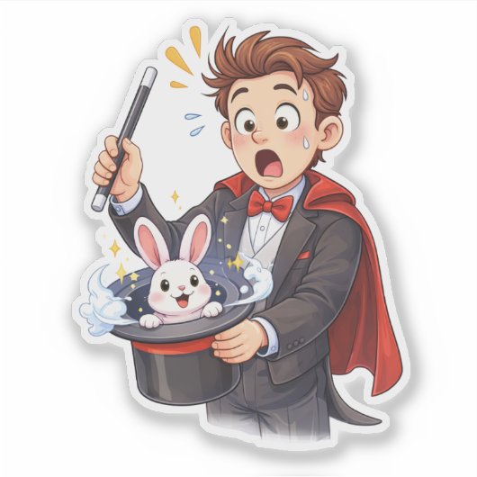 Surprised Magician Rabbit Custom-Cut Vinyl Sticker シール (正面)