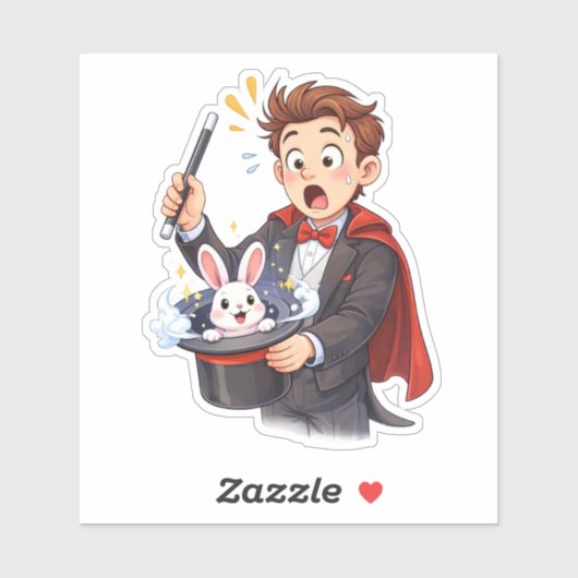 Surprised Magician Rabbit Custom-Cut Vinyl Sticker シール (シート)