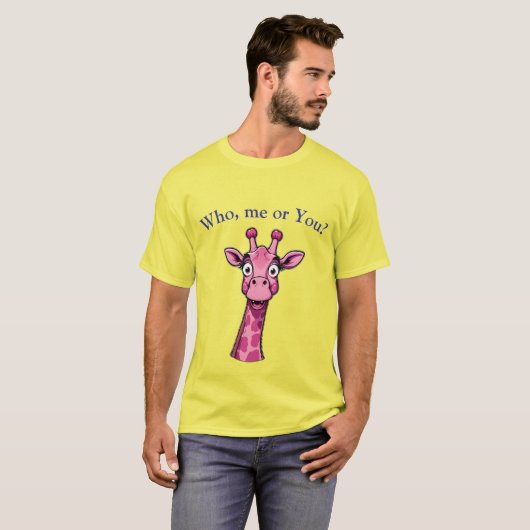 Surprised Pink Giraffe Tシャツ (正面フル)