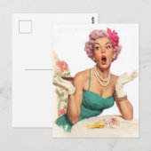 Surprised Retro Glamour Lady ポストカード (正面/裏面)