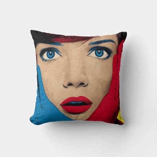 Surprised Woman in Pop Art クッション (正面)
