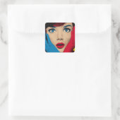 Surprised Woman in Pop Art スクエアシール (バッグ)