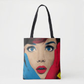 Surprised Woman in Pop Art トートバッグ (正面)
