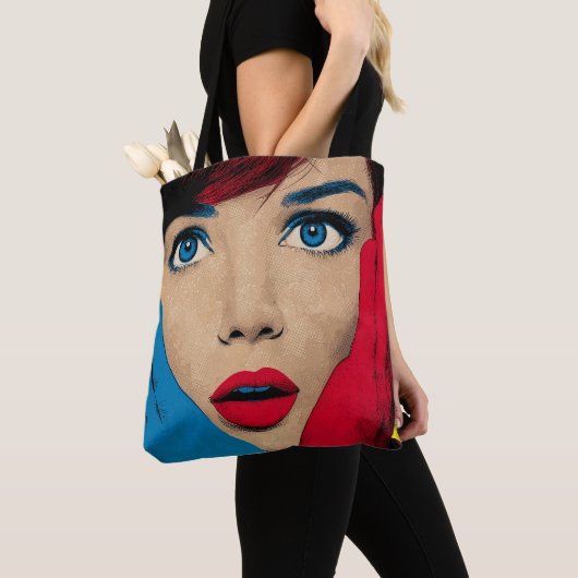Surprised Woman in Pop Art トートバッグ (クローズアップ)