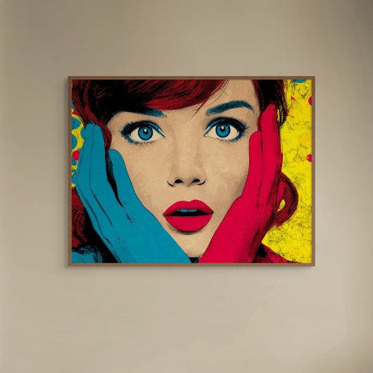 Surprised Woman in Pop Art ポスター