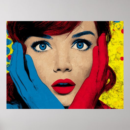 Surprised Woman in Pop Art ポスター (正面)