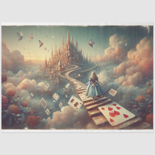 Surreal Alice's Fantasy Cloud Castle Decoupage 薄葉紙 (正面)