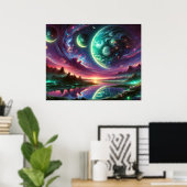 Surreal Alien Planet Landscape with Cosmic Skies ポスター (ホームオフィス)