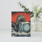 Surreal Angry otter breaking ice ポストカード (スタンド正面)