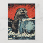Surreal Angry otter breaking ice ポストカード (正面)