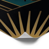 Surreal Art Deco Camera Woman Gold Silhouette ポスター (角)