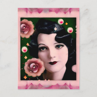 Surreal Art Deco Framed Lady Face ポストカード