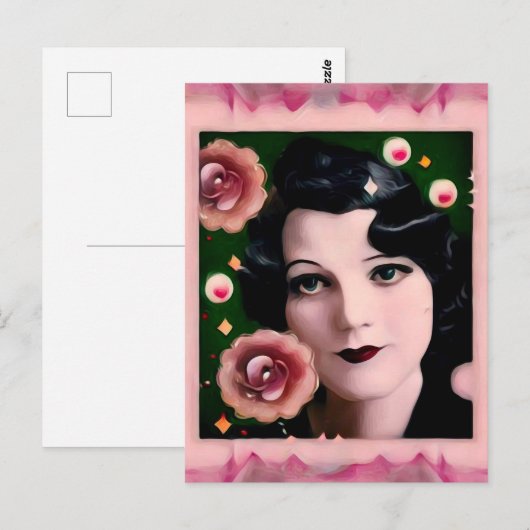Surreal Art Deco Framed Lady Face ポストカード (正面/裏面)
