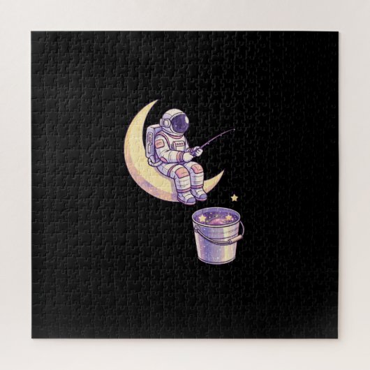 Surreal Astronaut Fishing for Stars Wall Art - ジグソーパズル (縦)