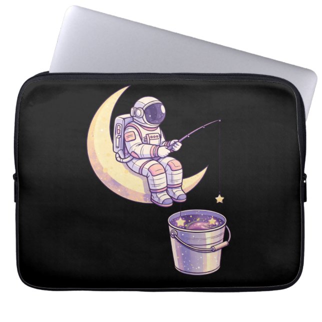 Surreal Astronaut Fishing for Stars Wall Art - ラップトップスリーブ (正面)
