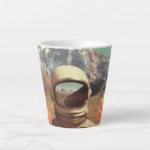 Surreal Astronaut In Flower Field カフェラテマグ (正面)