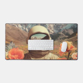 Surreal Astronaut In Flower Field デスクマット (キーボード&マウス)