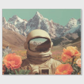 Surreal Astronaut In Flower Field ラッピングペーパー (フラット)