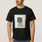 Surreal Barcode Consumer Tee – Modern Concept Art” Tシャツ (正面)