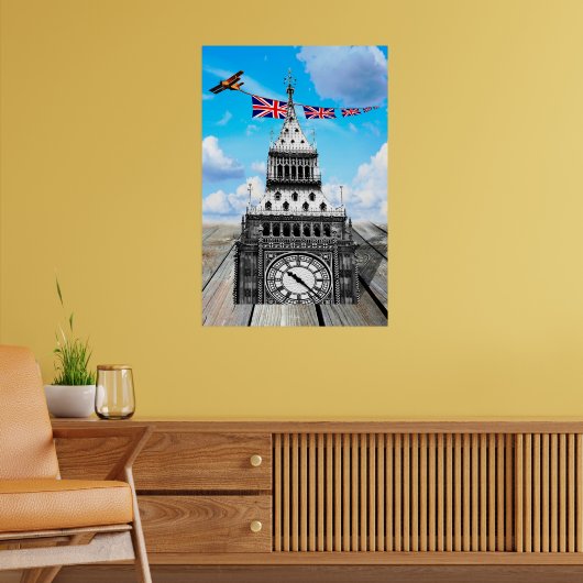 Surreal Big Ben、ロンドン&ブリティッシュアート ポスター (リビング2)