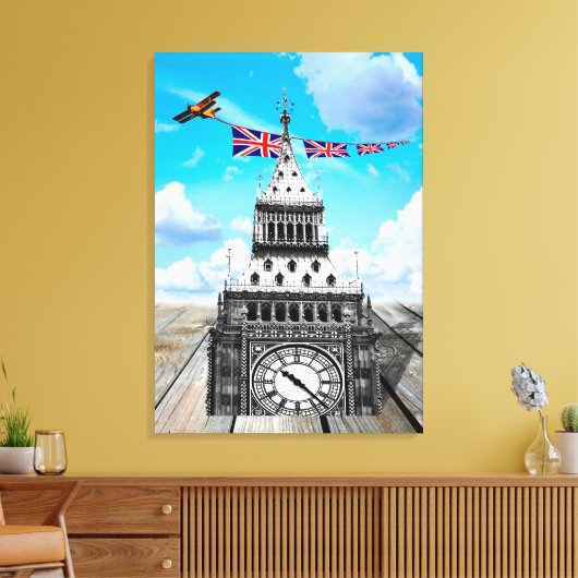 Surreal Big Ben, London / British Art キャンバスプリント (インサイチュ (リビング))