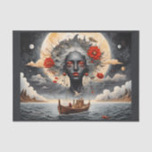 Surreal black woman dreaming of sea and moon 薄葉紙 (正面)