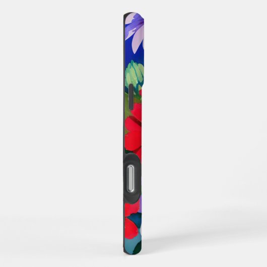 Surreal Blue Eye Pink Flower & Red Zenias iPhoneケース (右側面)