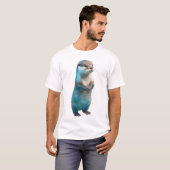 Surreal Blue Splash Otter Standing Men Tシャツ (正面フル)