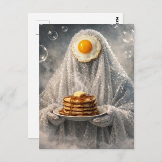 Surreal Breakfast pancakes and eggs bubble ghost  ポストカード (正面/裏面)