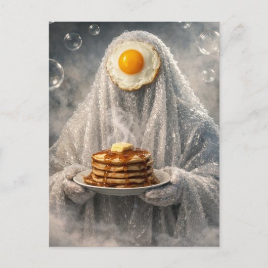 Surreal Breakfast pancakes and eggs bubble ghost  ポストカード (正面)