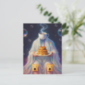 Surreal Breakfast pancakes ghost with coffee toast ポストカード (スタンド正面)