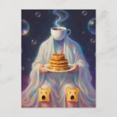Surreal Breakfast pancakes ghost with coffee toast ポストカード (正面)