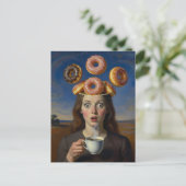 Surreal Breakfast Series Donuts and  Coffee Woman  ポストカード (スタンド正面)