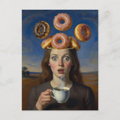 Surreal Breakfast Series Donuts and  Coffee Woman  ポストカード (正面)