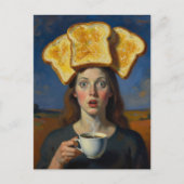 Surreal Breakfast Series Toast and  Coffee Woman  ポストカード (正面)