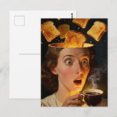 Surreal Breakfast Toast and Coffee Woman  ポストカード (正面/裏面)