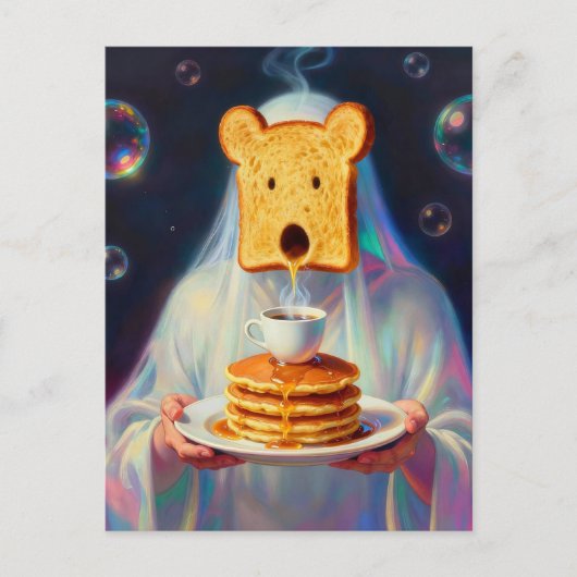 Surreal Breakfast Toast Pancakes and Coffee  ポストカード (正面)