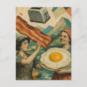 Surreal Breakfast Woman Bacon and Eggs Toaster ポストカード (正面)