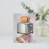 Surreal Breakfast Woman Toaster Head ポストカード (スタンド正面)