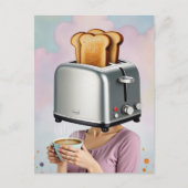 Surreal Breakfast Woman Toaster Head ポストカード (正面)