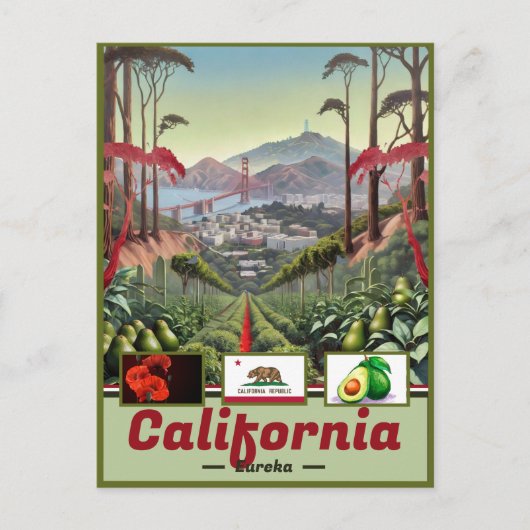 Surreal California Dreamscape:州エンブレム ポストカード (正面)