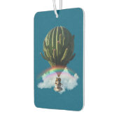 Surreal Cat Hot Air Balloon with Cactus & Rainbow カーエアーフレッシュナー (左)