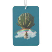 Surreal Cat Hot Air Balloon with Cactus & Rainbow カーエアーフレッシュナー (裏面)